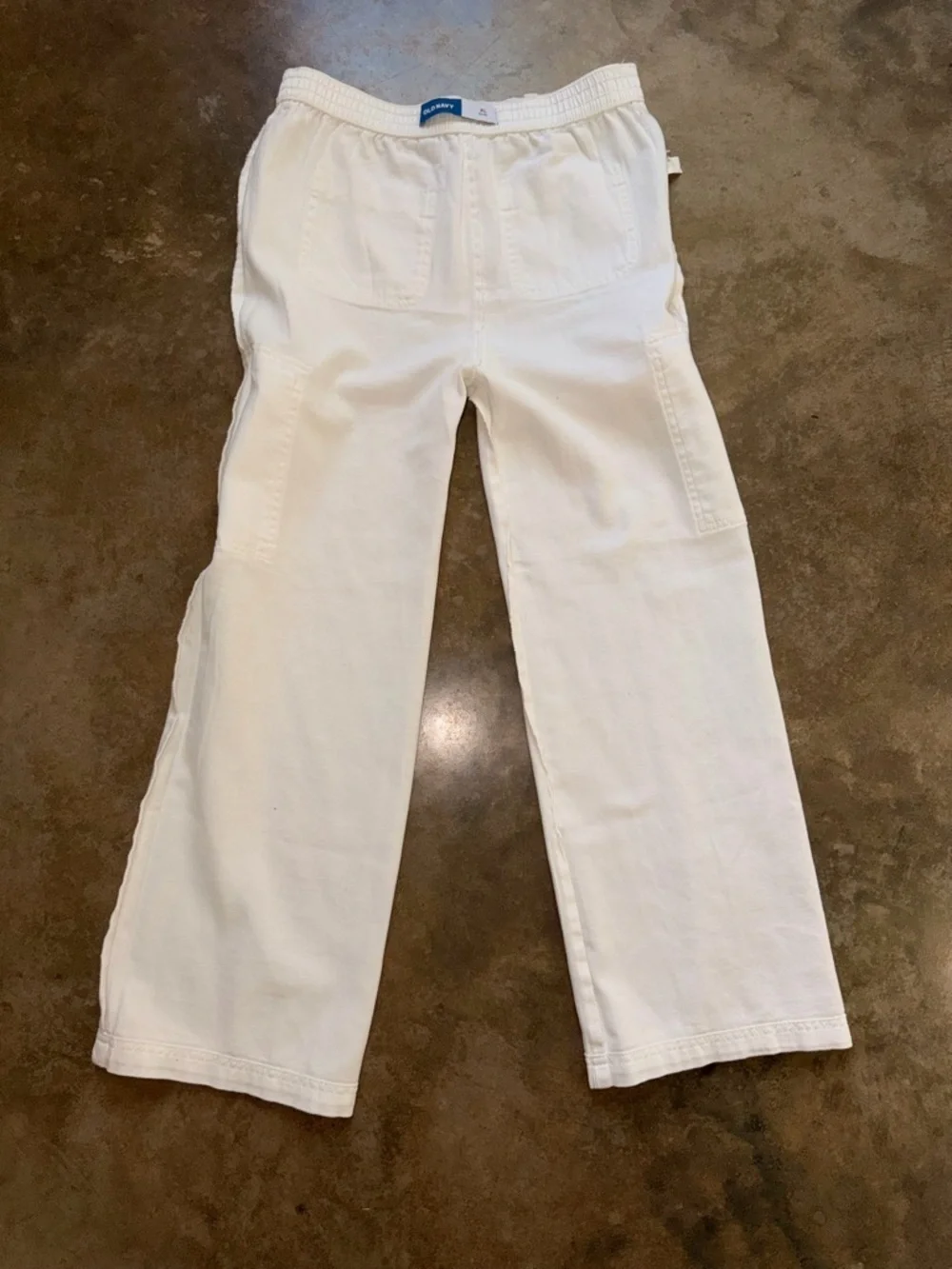 Old Navy Girls White Cargo Pants Size 14 Wide Leg Utility Y2K Trend